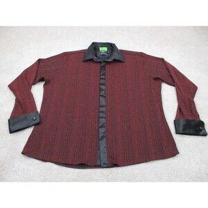 Barabas Shirt Mens 3XL XXXL Red Black Cotton Stretch Casual Button Up